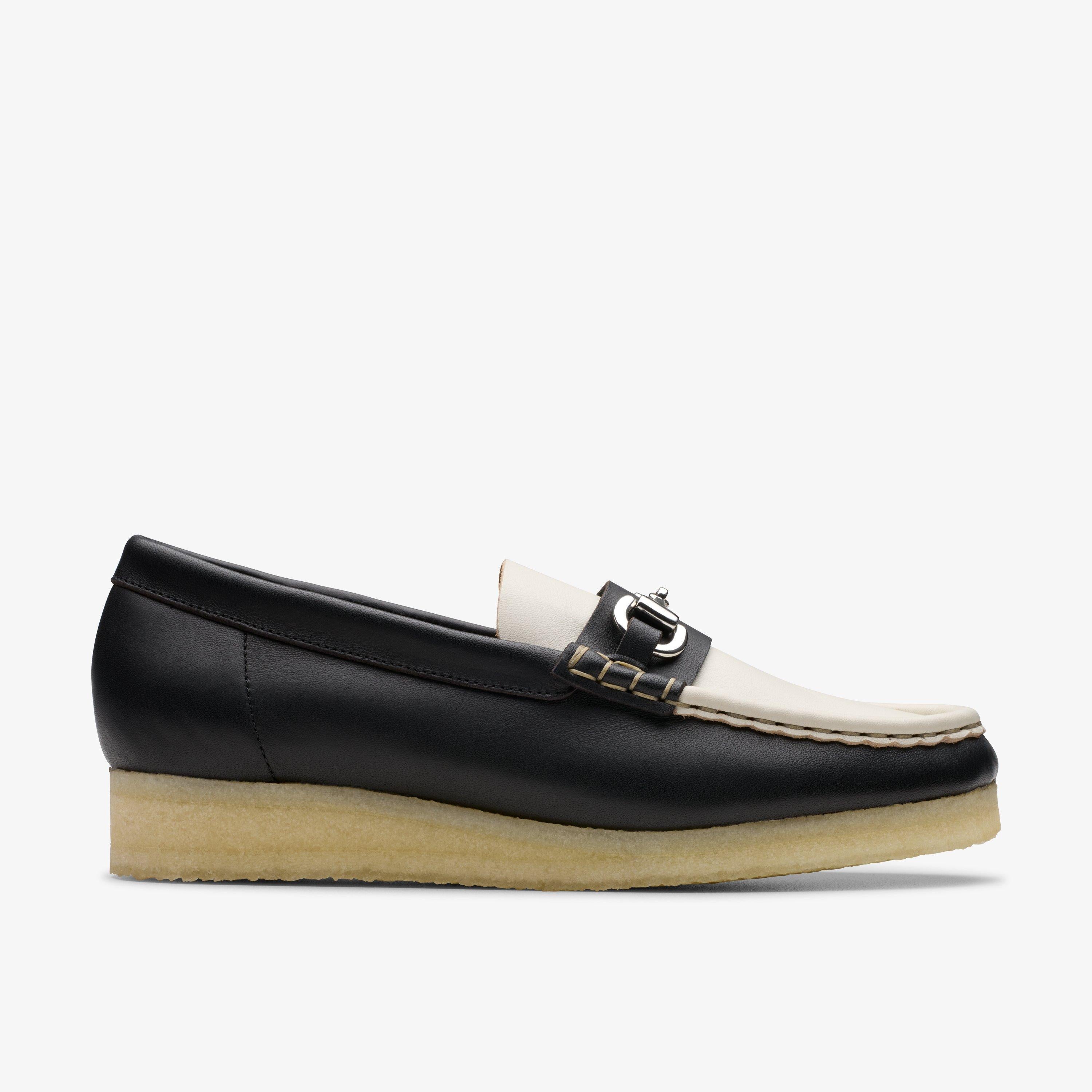 Mocassin Wallabee Horse Bit en cuir noir/blanc