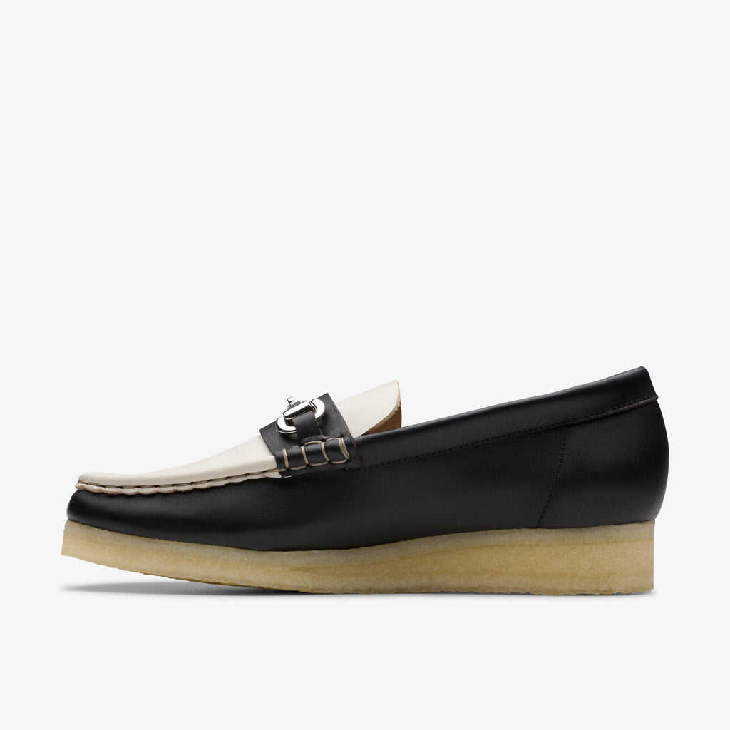 Mocassin Wallabee Horse Bit en cuir noir/blanc