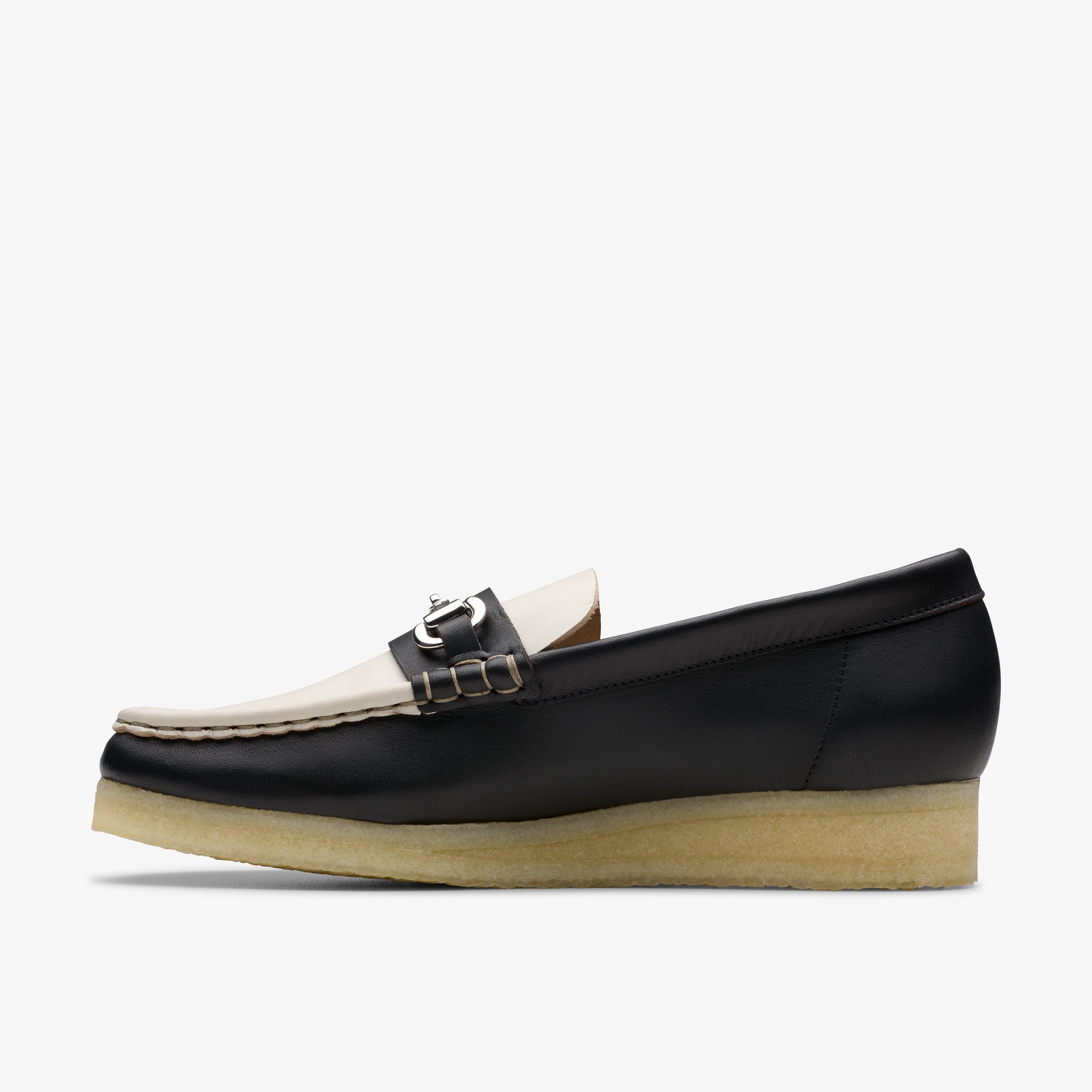 Mocassin Wallabee Horse Bit en cuir noir/blanc