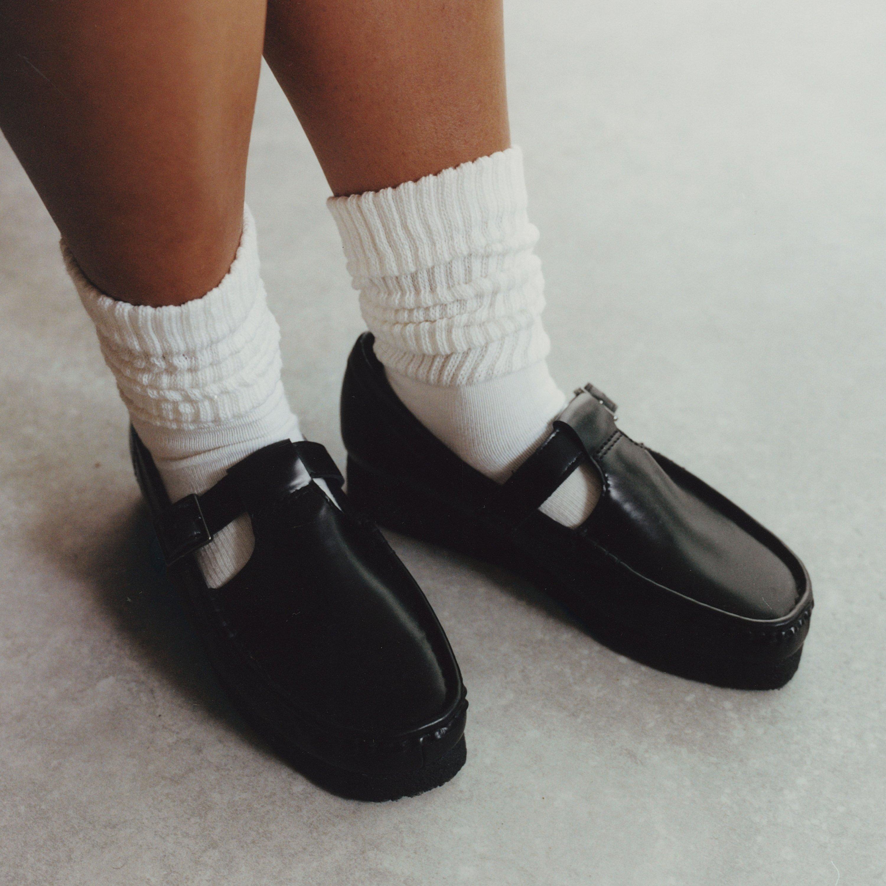 Wallabee T Bar Cuir noir très brillant
