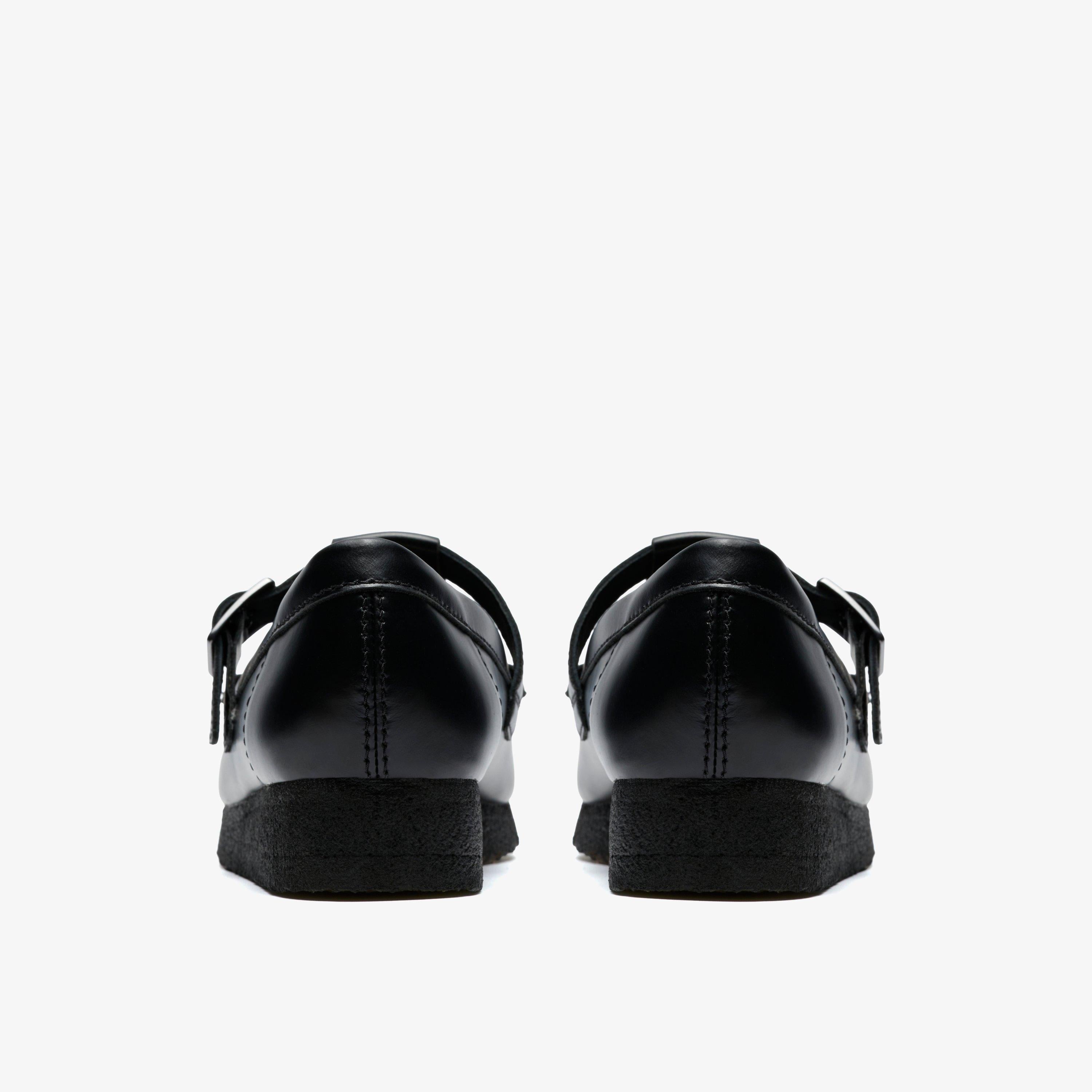 Wallabee T Bar Cuir noir très brillant