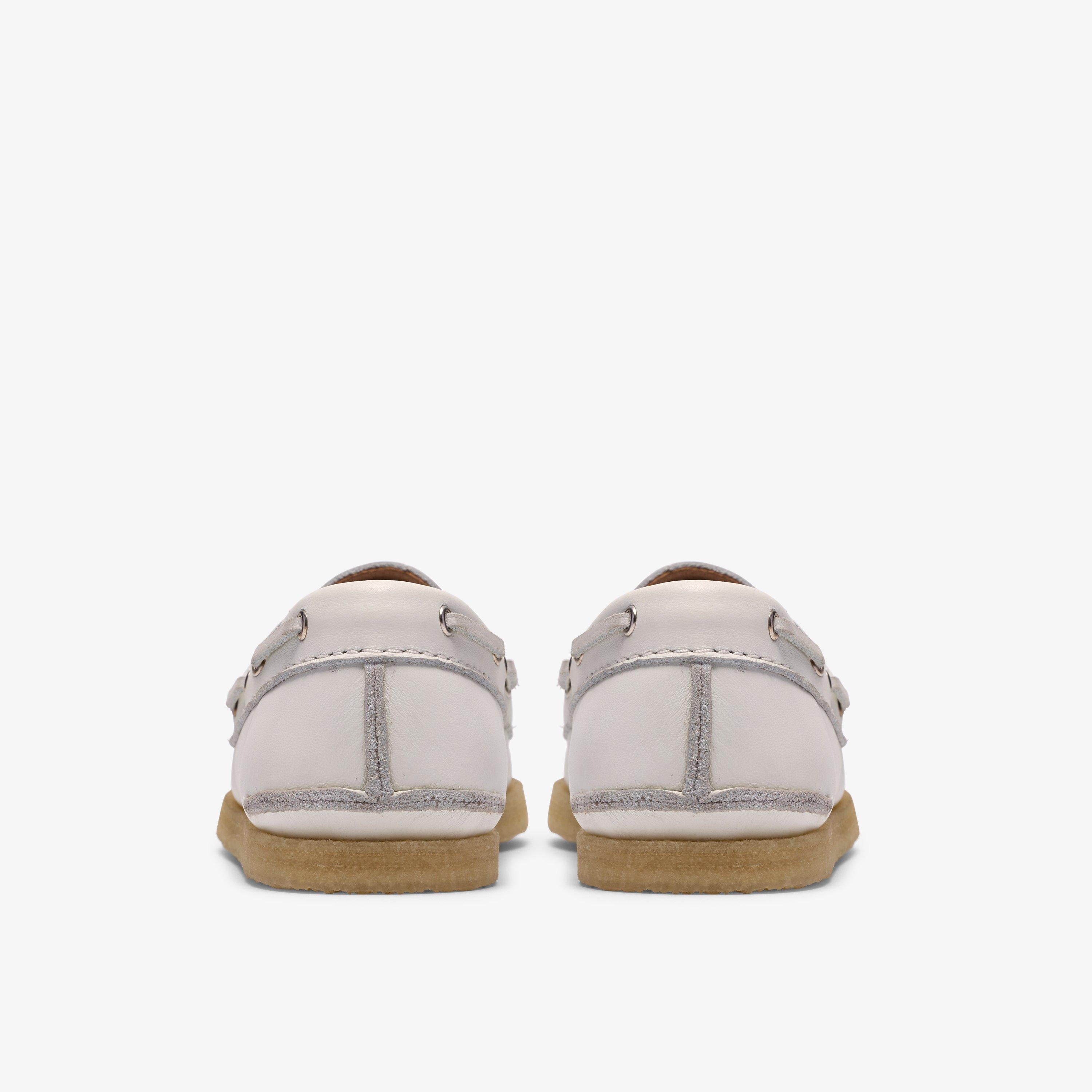 Godney Boat White Grain Leather