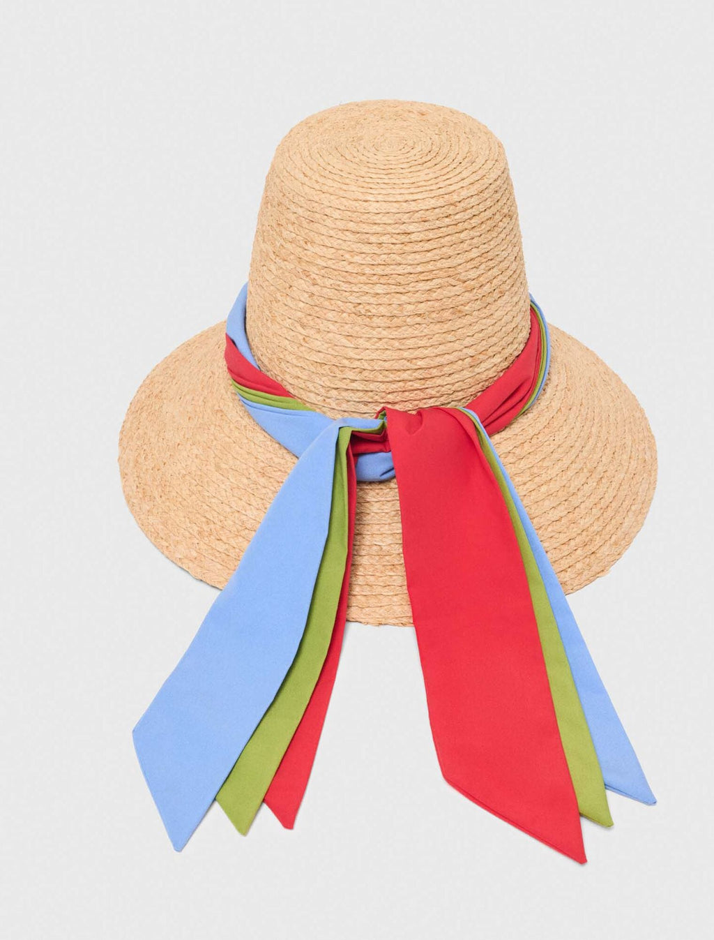Chapeau raphia avec ruban imprimé