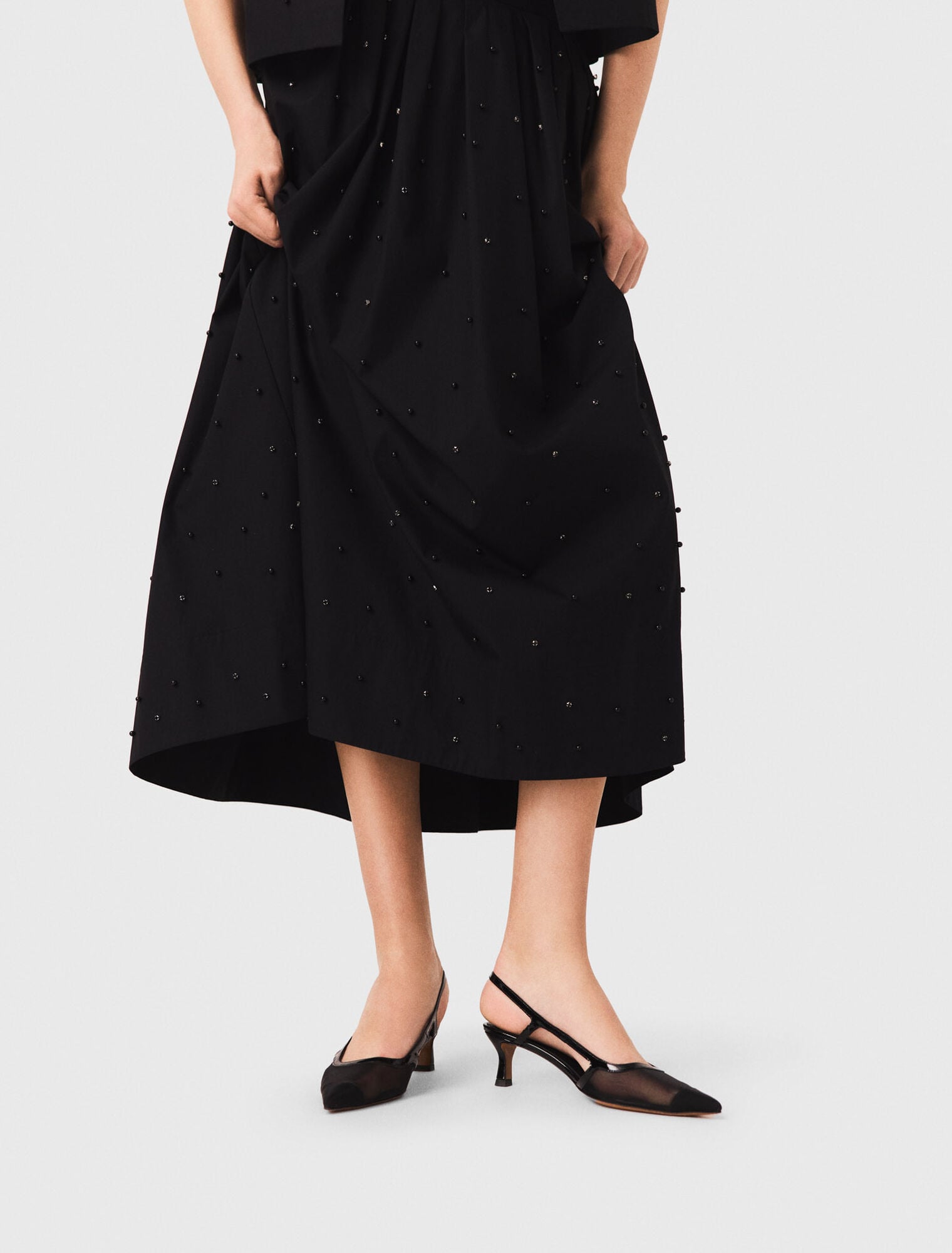 Slingbacks en cuir et mesh