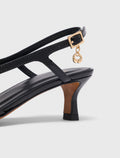 Slingbacks en cuir et mesh