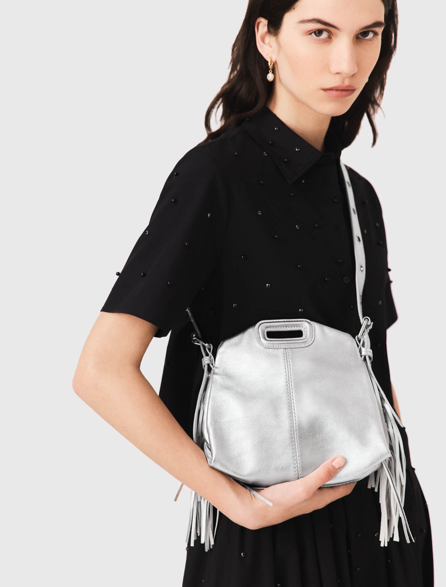 Sac Miss M mini en cuir métal