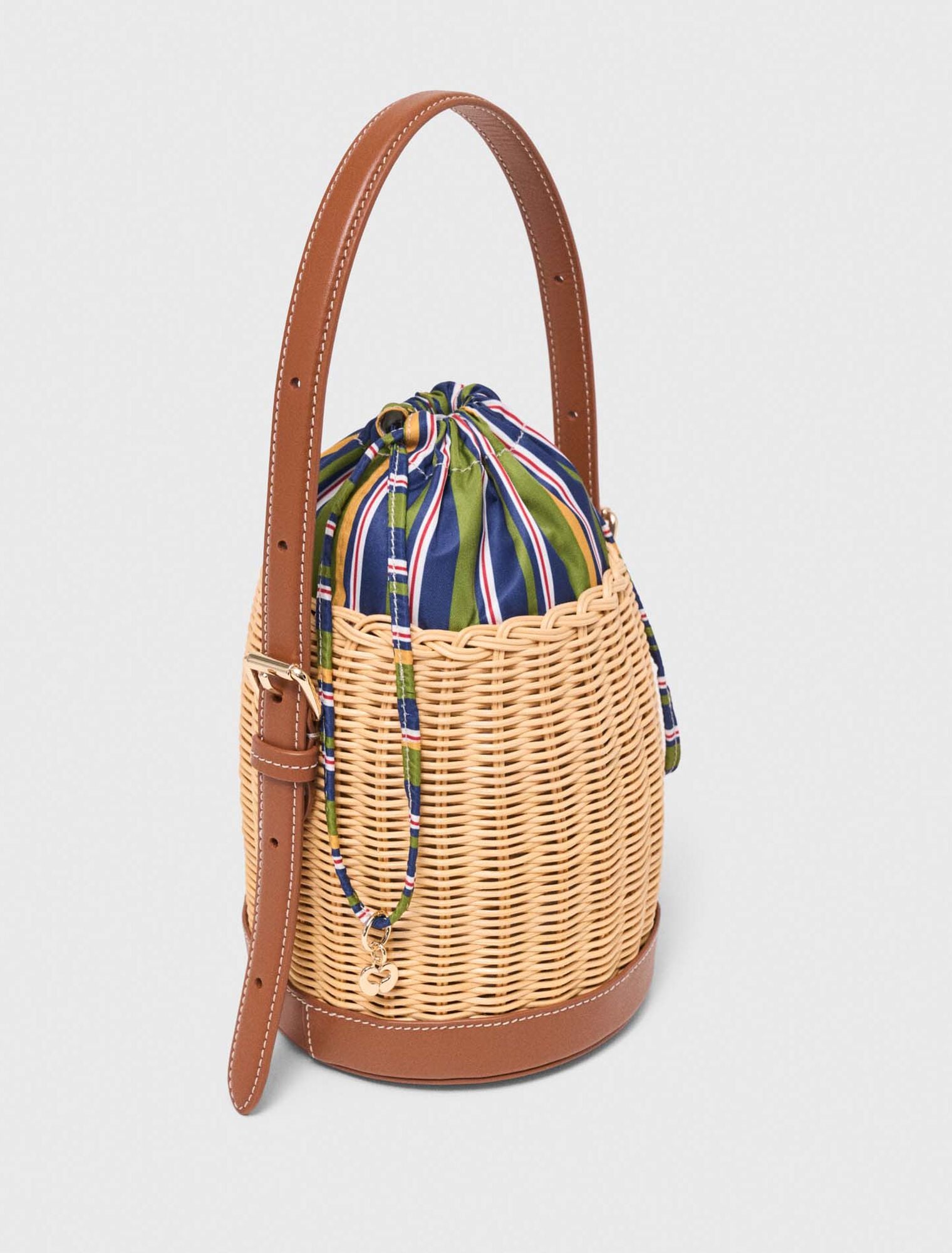 Panier en osier avec pochon imprimé