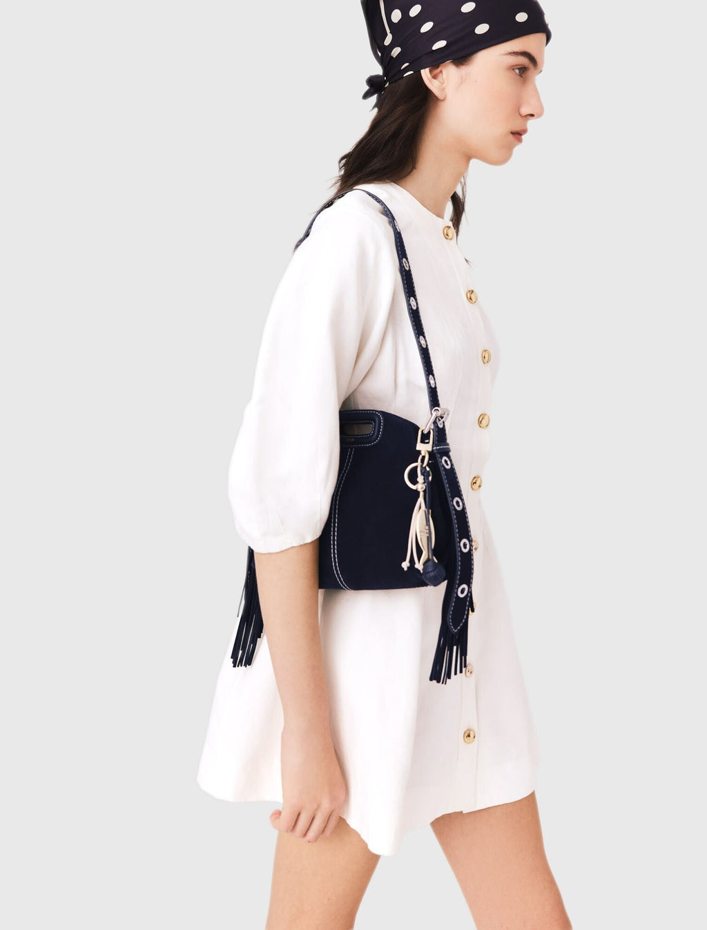 Sac Miss M mini en suède surpiquée