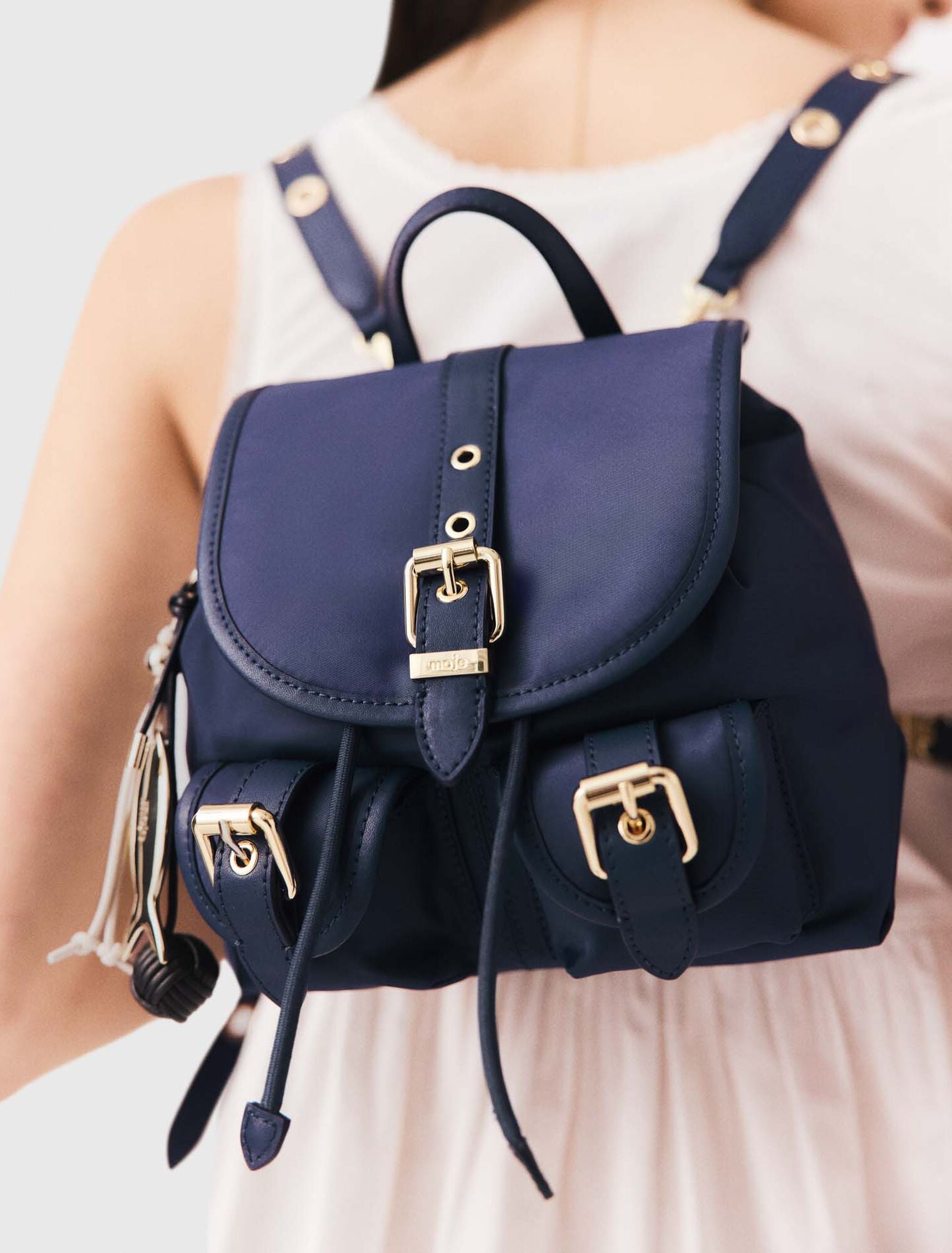 Mini sac à dos en cuir et nylon