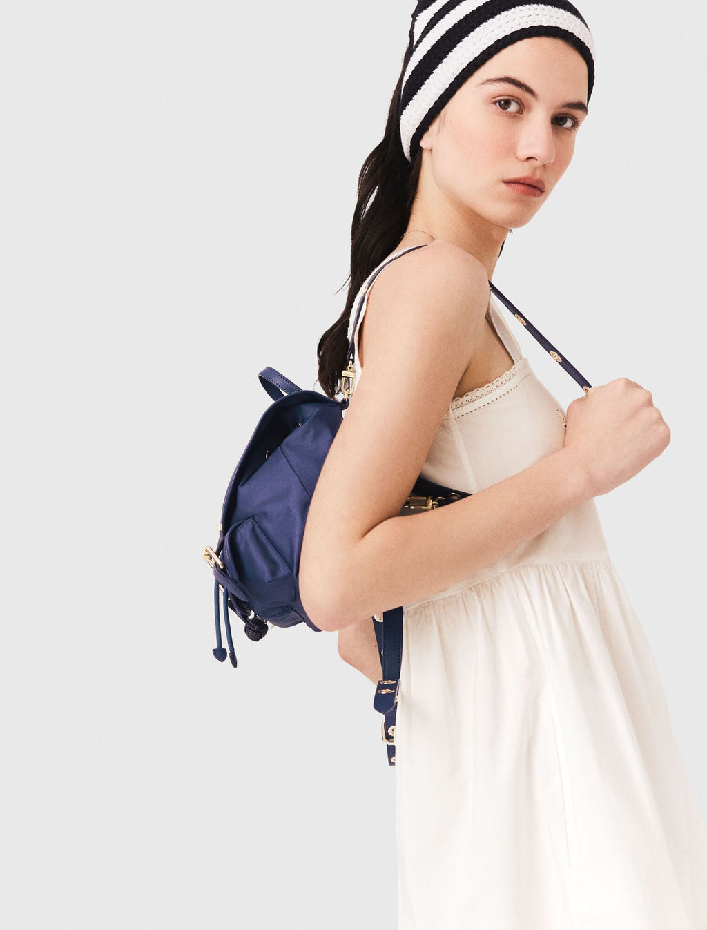 Mini sac à dos en cuir et nylon