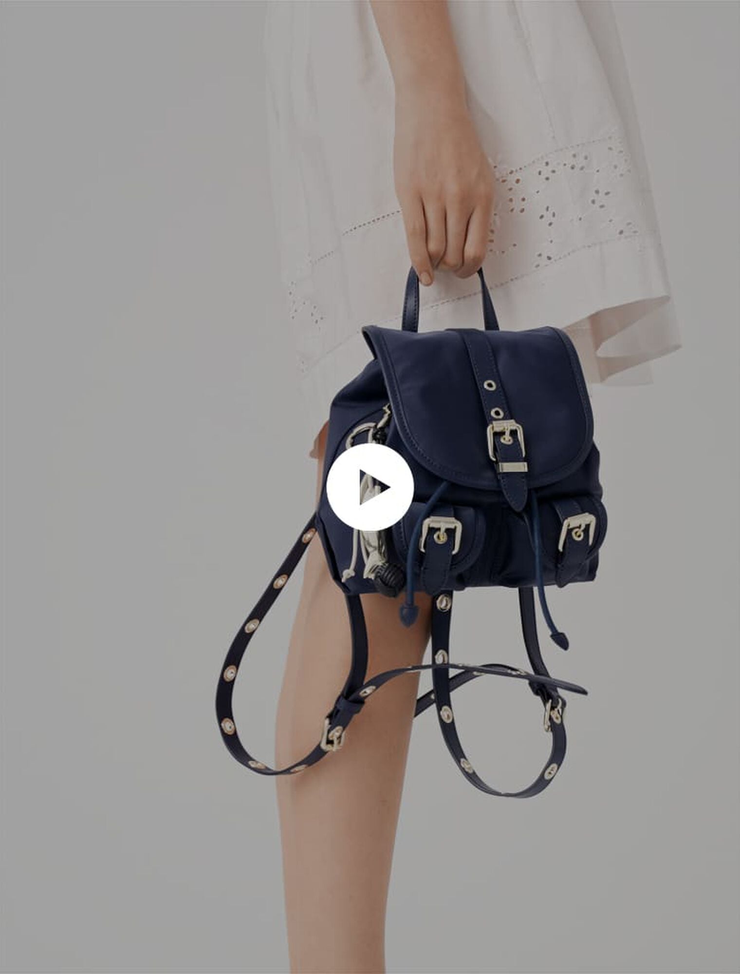 Mini sac à dos en cuir et nylon
