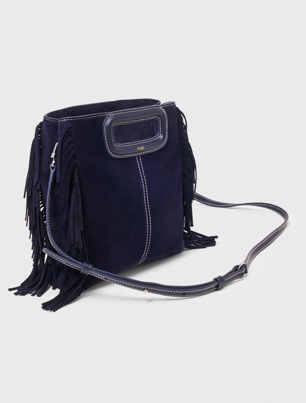 Sac M en suède surpiquée