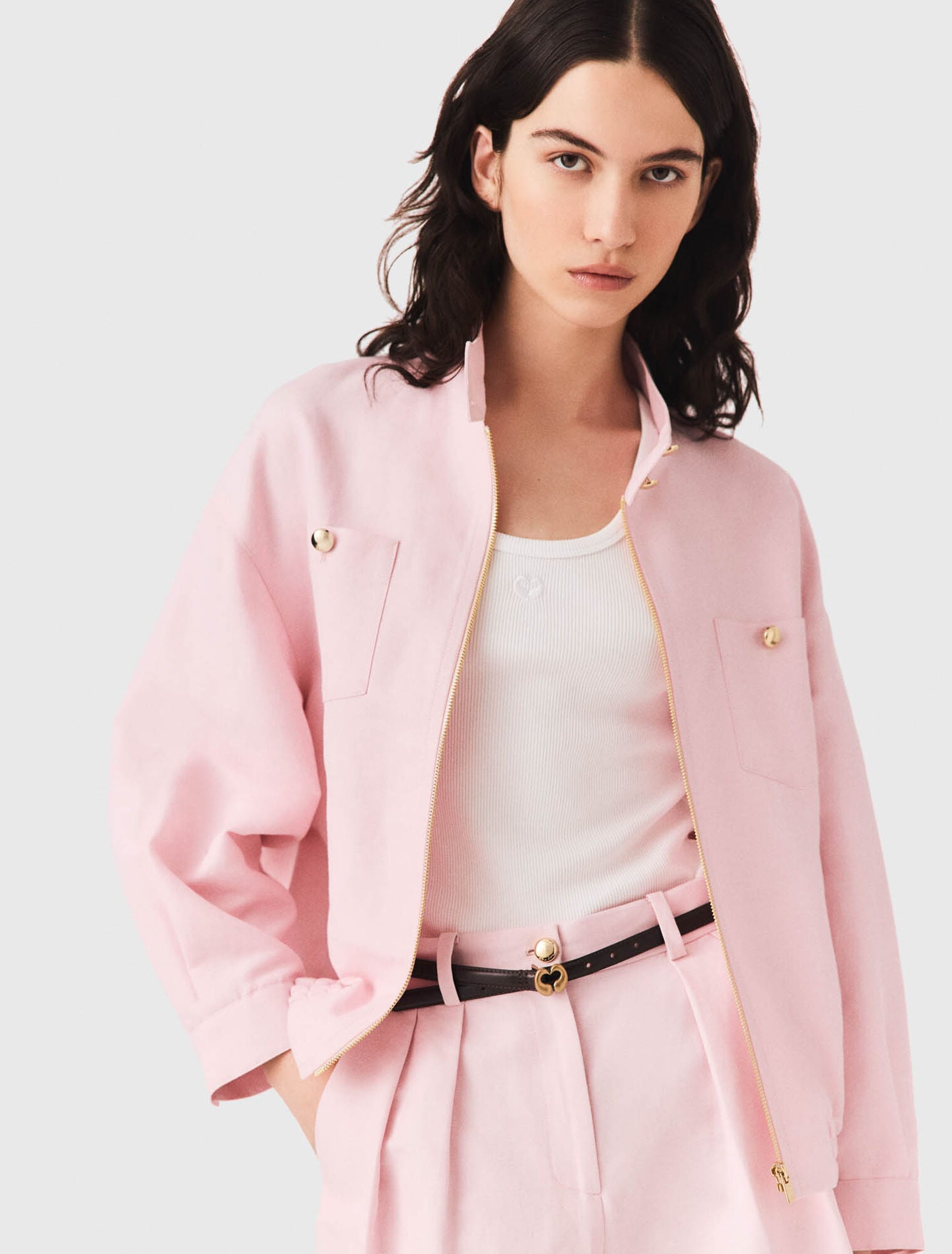 Blouson bomber en lin mélangé