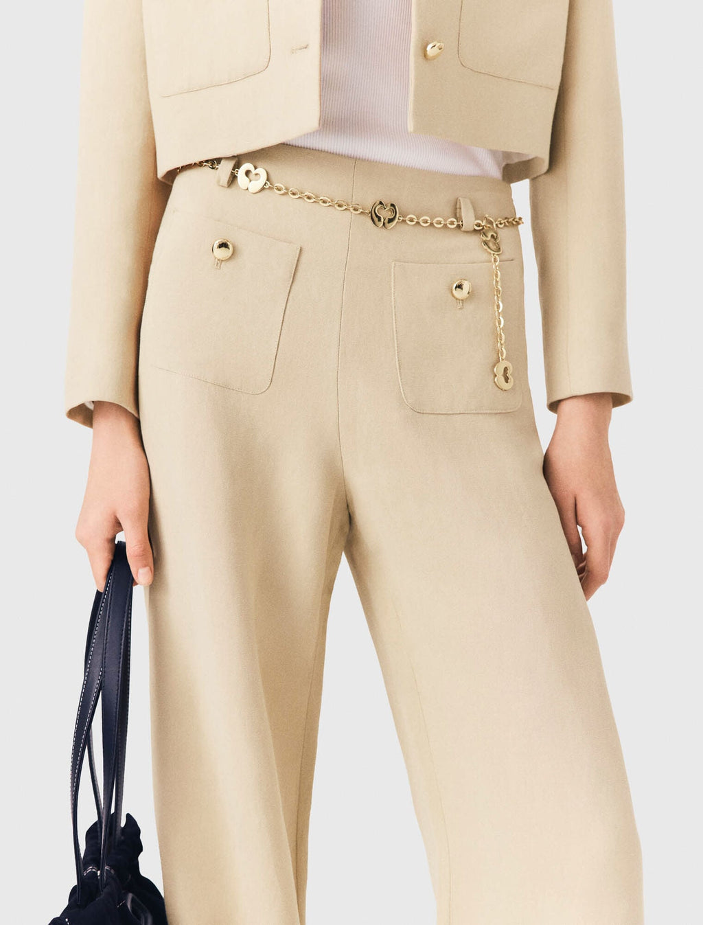 Pantalon tailleur en lin mélangé