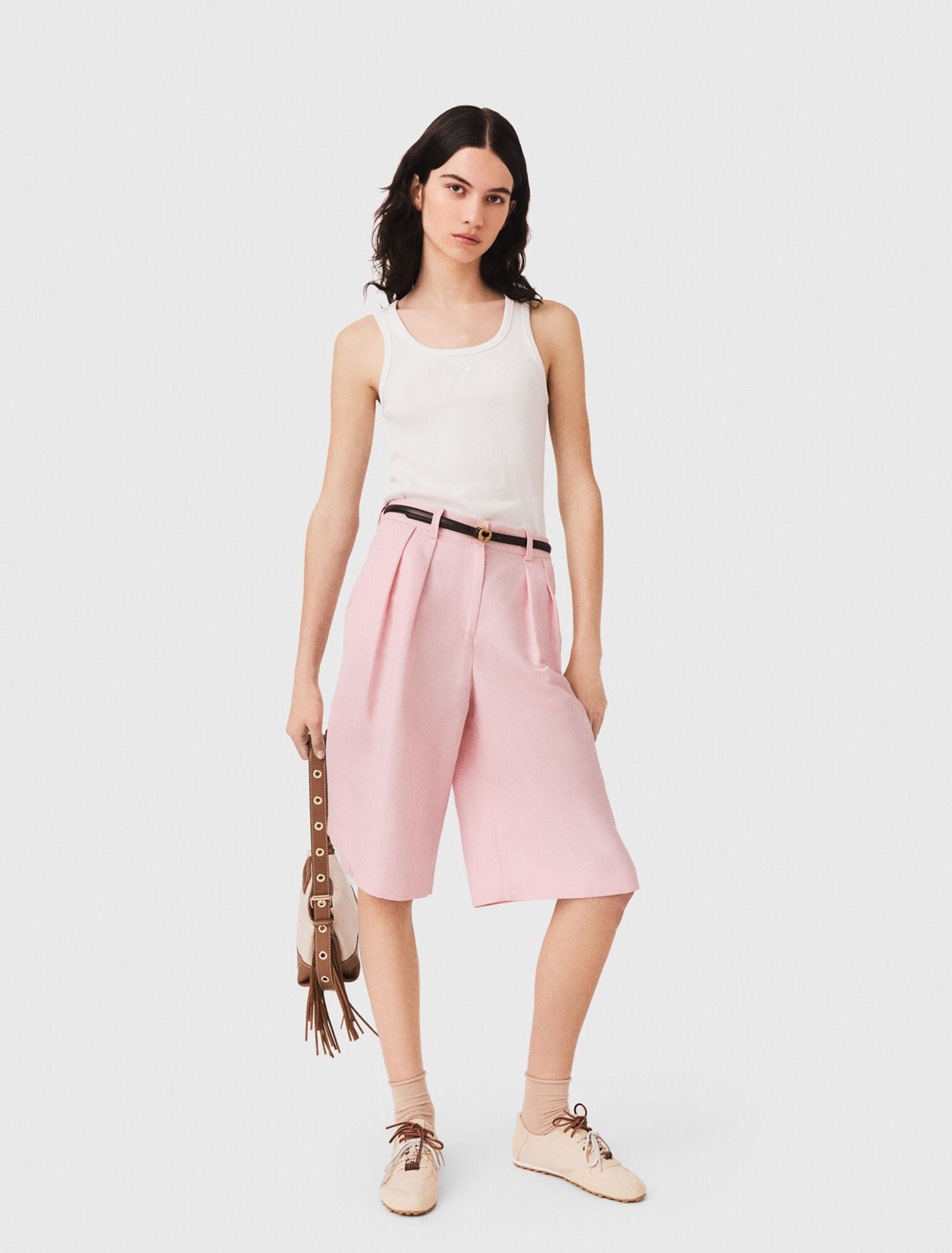 Bermudas à plis en lin mélangé