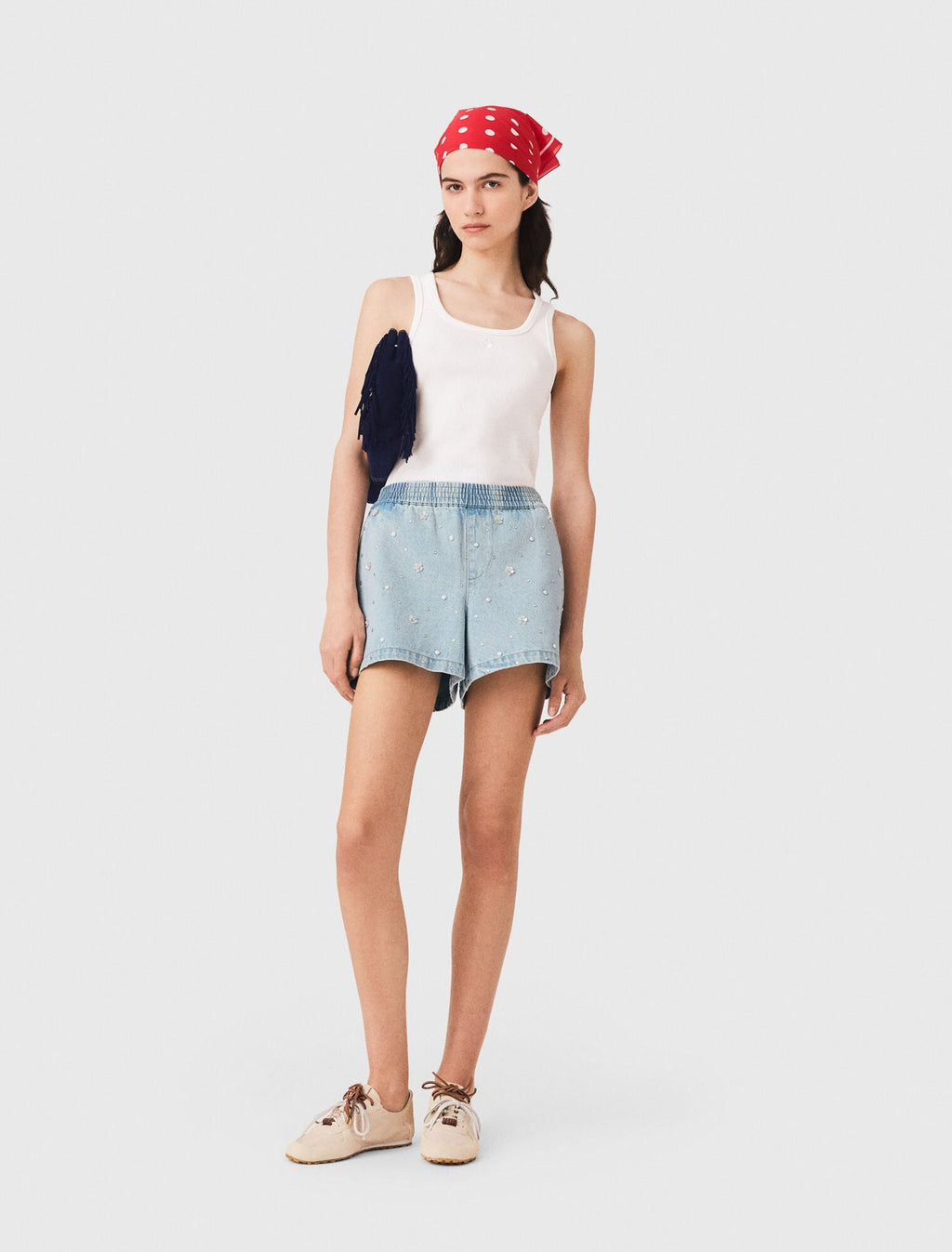 Short en denim avec fleurs