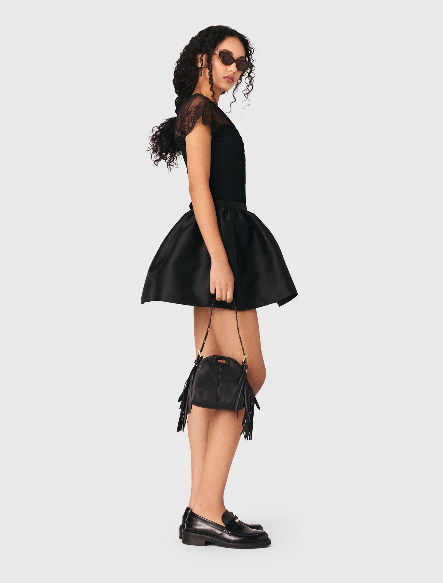 Top en jersey incrusté de dentelle
