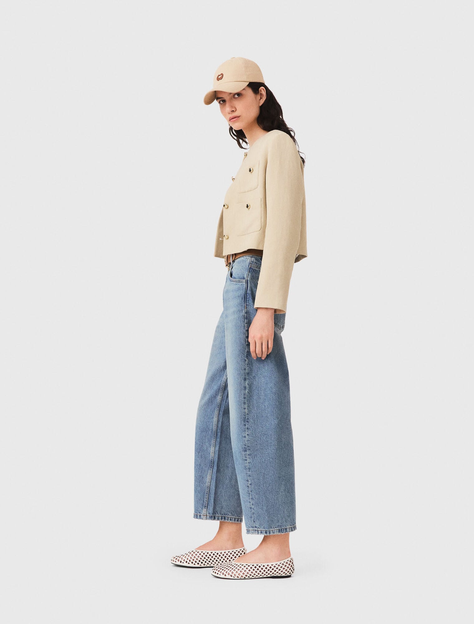 Veste courte en lin mélangé