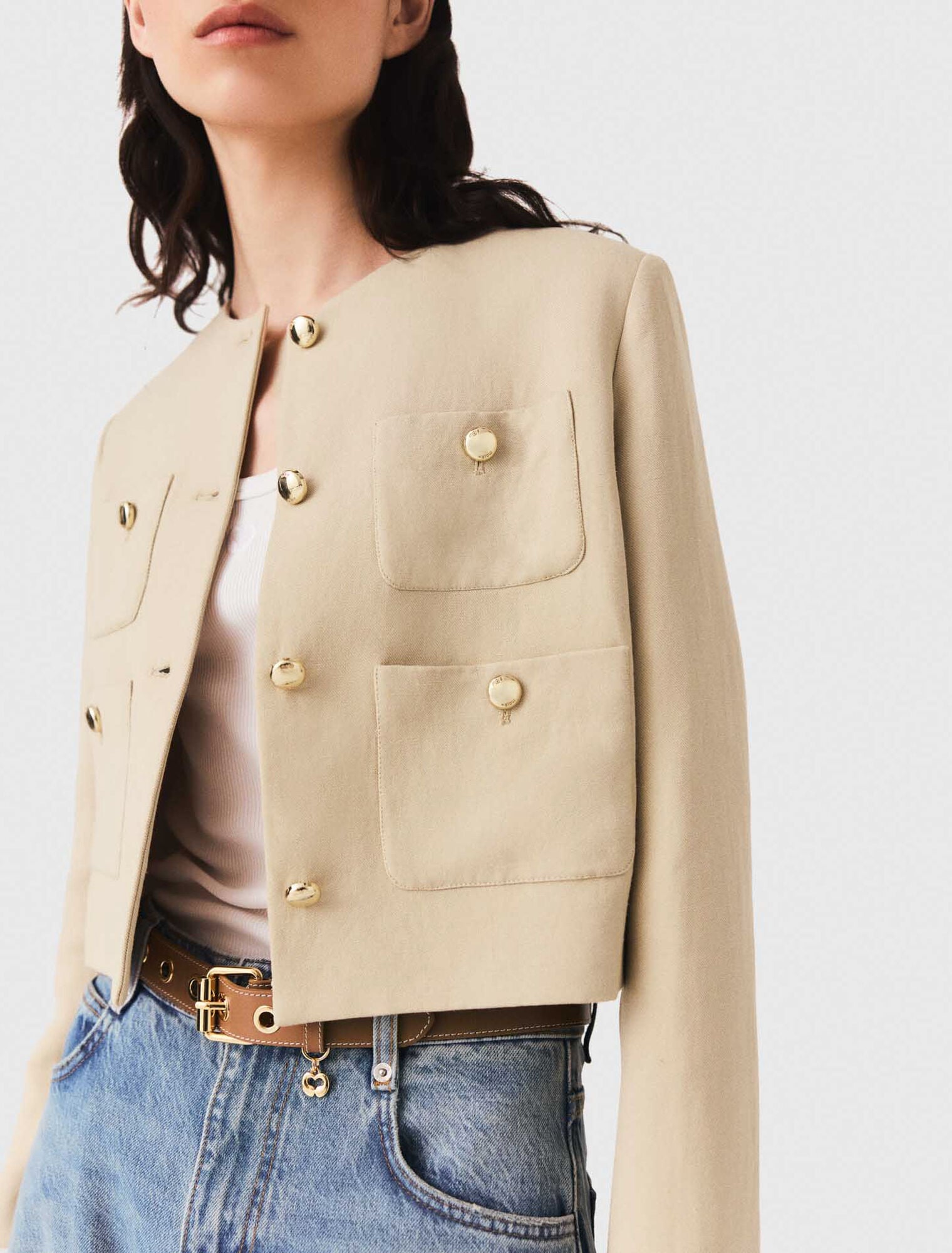 Veste courte en lin mélangé